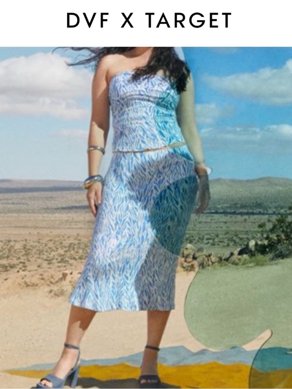 TARGET X DVF SEA TWIG PRINT MIDI SKIRT NWT XXL BLUE WHITE A LINE RESORT COASTAL